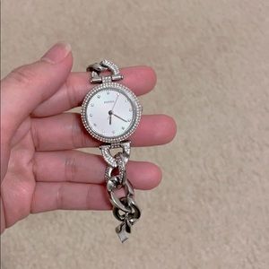 EUC Fossil watch silver with crystal (small size)
